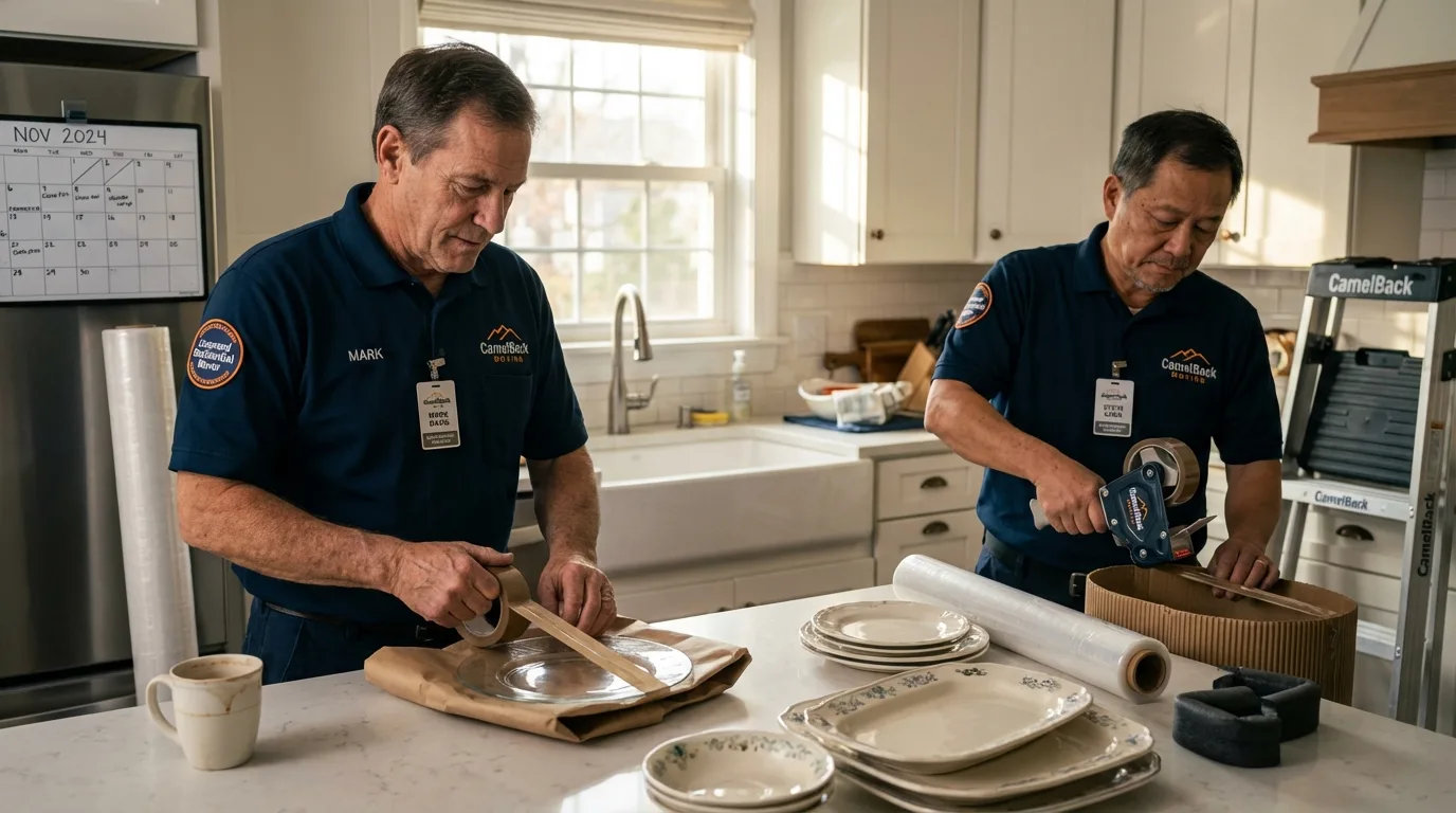 Professional crew packing kitchen dishware in Maynardville, TN